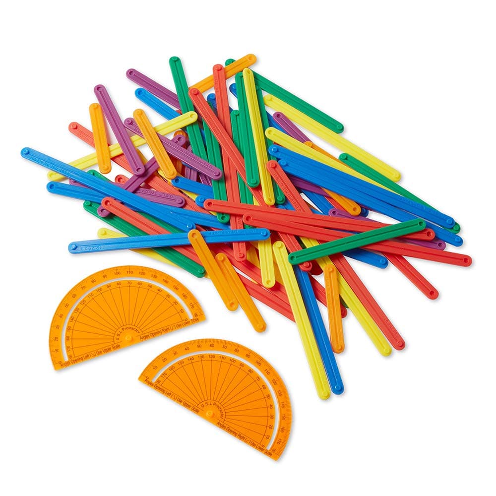 hand2mind AngLegs Geometry Set with Cards and Protractors, Explore Angles, Shapes, and Geometry, Triangle Geometry, Math Manipulatives, Shape Geometry, Geometry Resource, Montessori Math (Sets of 72)