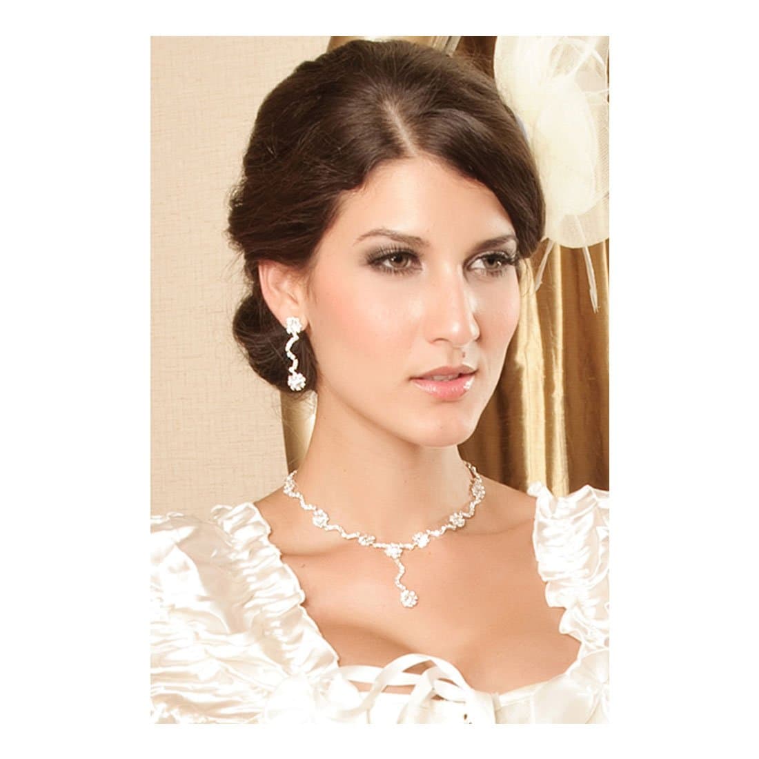 High Fashion Beautiful Floral Rhinestone Earring & Necklace Set