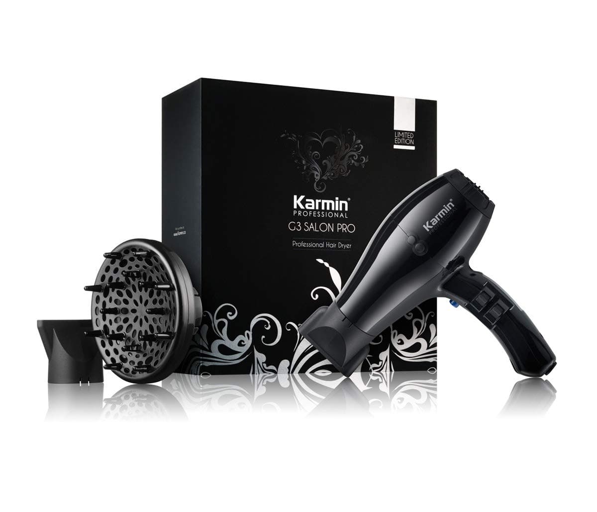 Karmin G3 Salon Pro Professional Hair Dryer, Ionic Negative Ion Ceramic Blow Dryer, Fast Drying, 2 Speed 3 Heat Settings, 2000 Watt, with Diffuser and 2 Narrow Nozzle Attachments