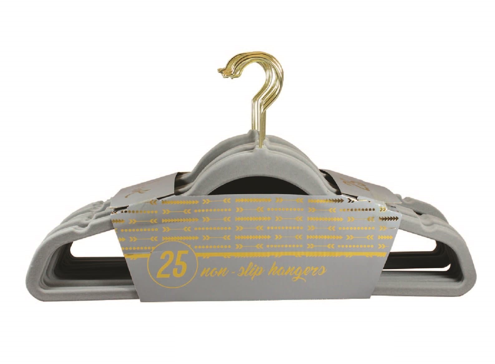 Signature Home Velvet Gold Hooks Non Slip-Ultra Thin-Space Saver Hangers, Gray, 25 Piece
