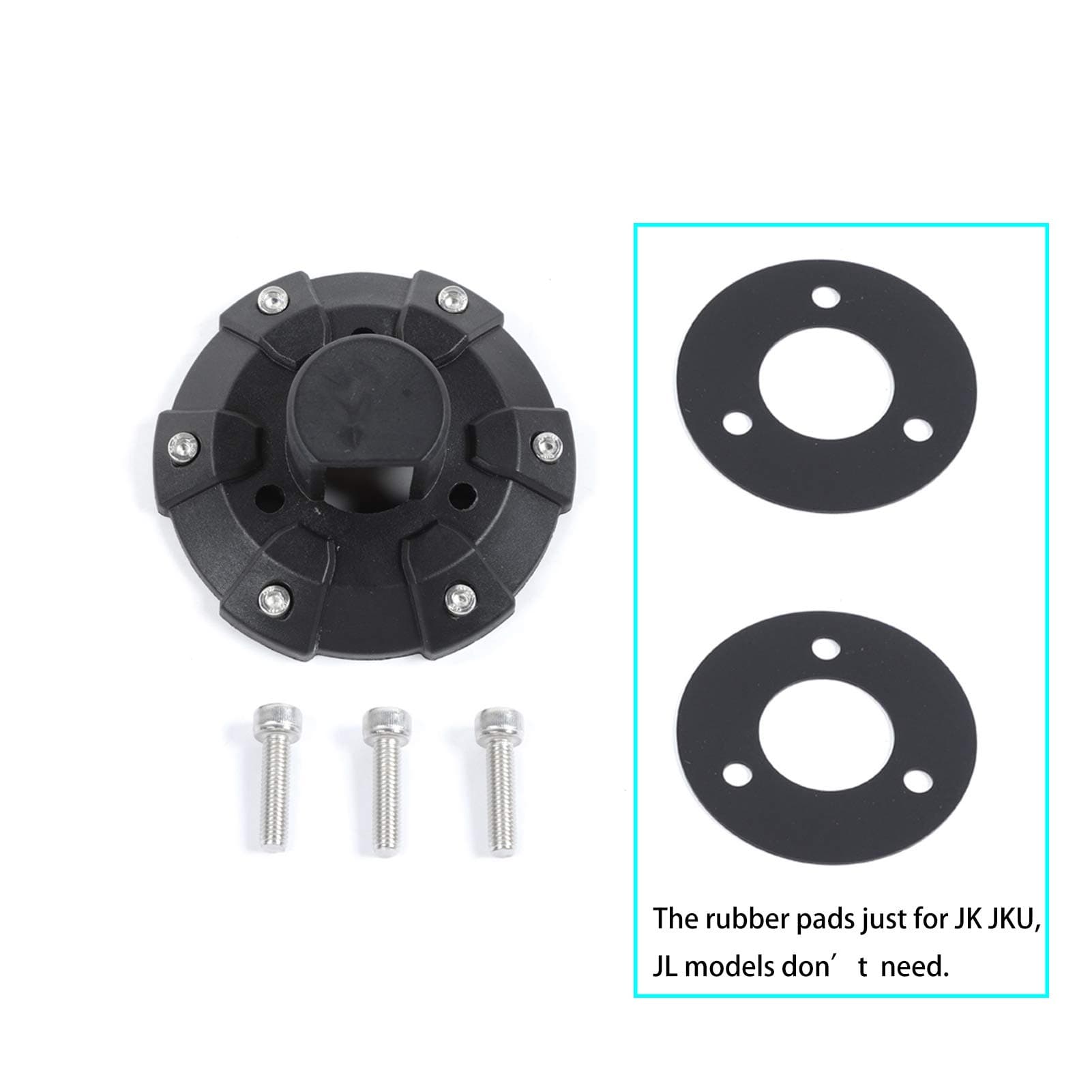 Voodonala for Jeep Radio Antenna Base Cover for 2007-2019 Jeep Wrangler JK JKU JL JLU Gladiator JT,ABS Black