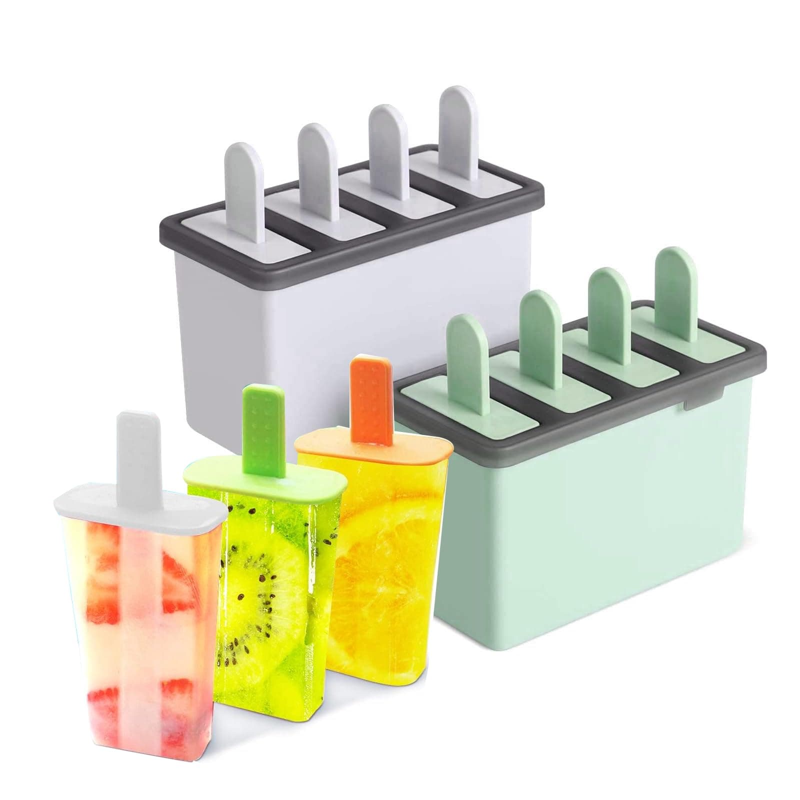 U-HOOME Ice Cream Molds, Silicone Ice Pop Molds, Popsicle Molds Set 8 Pieces Reusable Easy Release Ice Pop Makers for Kids