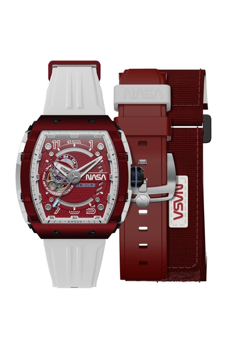 Nubeo Men's 48mm Space Magellan Automatic NASA Limited Edition Watch with Rubber Strap NB-6047-NAS