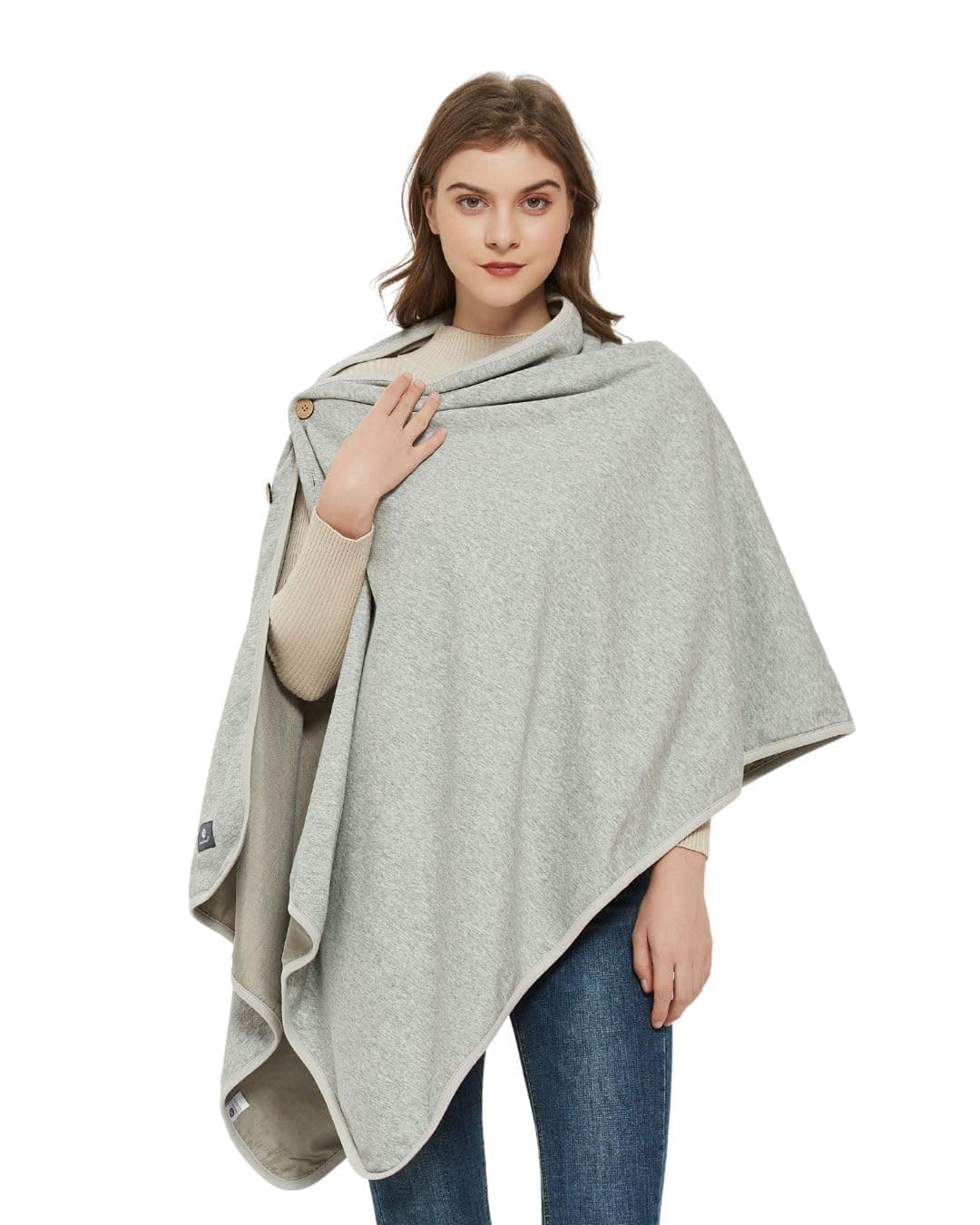 Radia Smart EMF Poncho Blanket, 5G, Wearable Faraday Blanket, RF Shielding, WiFi Blocker, EMF Clothing 28" x 72", Black/Grey