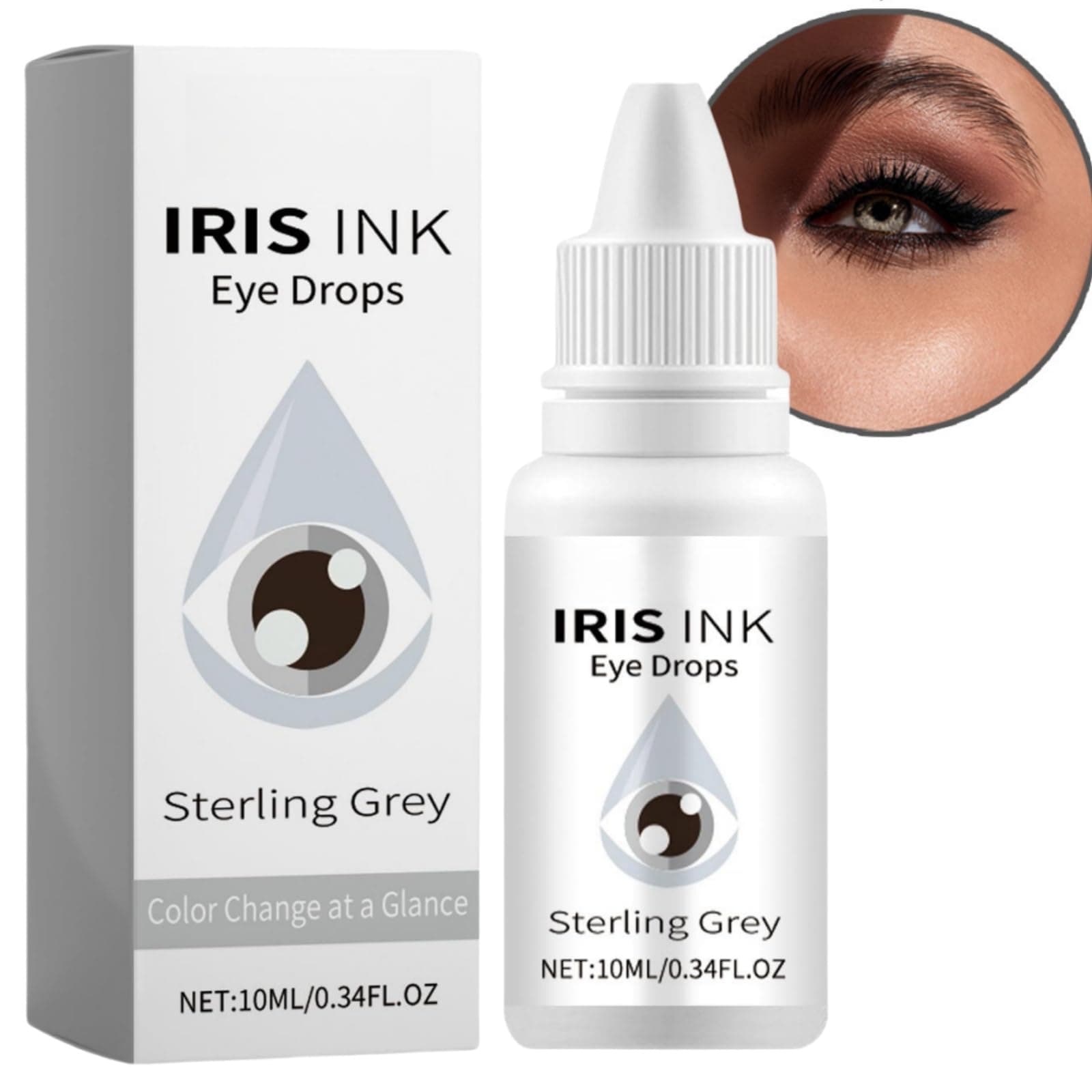 Fancy Drops Eyes Colour,Color Changing Eye Drops,Irisink Eye Drops,Dazzling Eye Drops,Eye Brightening Drops,Eye Color Changing Drops,Change Eye Color,Natural Moisturising Eye Drops for Dry Eyes(Grey)