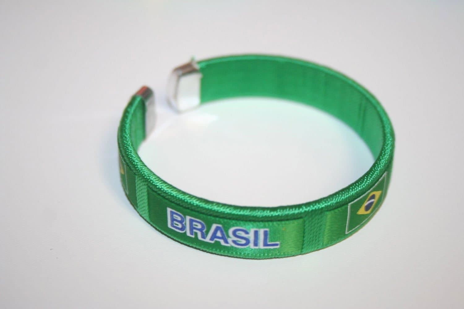 Brasil Green Brazil Country Flag Flexible Adult C Bracelet Wristband. 2.5 Inches in Diameter X .5 Inches Wide New