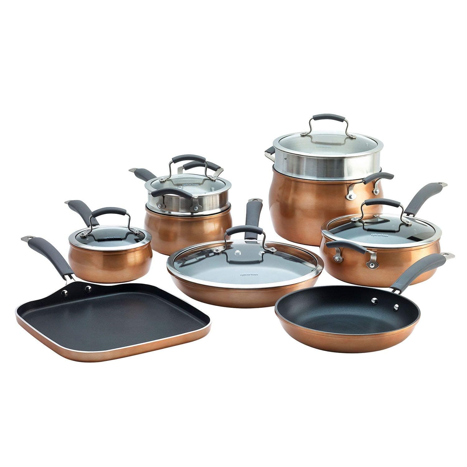 Epicurious 14-Piece Aluminum Cookware Set - Copper