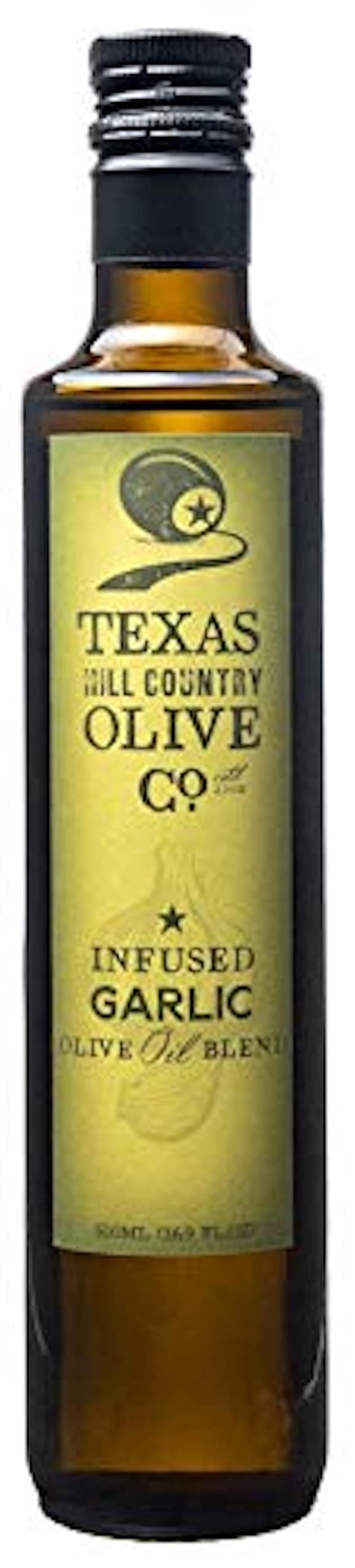 Texas Hill Country Olive Co Garlic Infused Olive Oil - Cold Pressed Gourmet EVOO Olive Oil - Great for Dressing Dipping Marinade - No Artificial Flavors or Added Sugar - Made in Texas (16.9 oz)