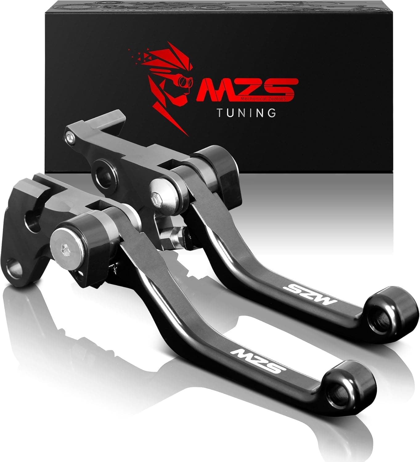 MZS Pivot Levers Brake Clutch Foldable CNC Compatible with CRF150F CRF 150F 2003-2018 | CRF230F CRF 230F 2003-2018 | CRF250F 250F 2019-2020 (Black)
