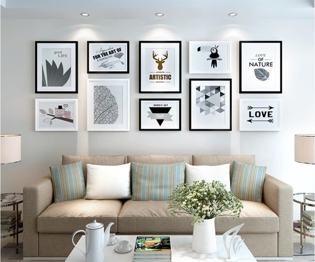 Edge to Multi Photo Frames Nordic Photo Wall,wall Photo Gallery Frame Set Of Wall With Usable Artwork And Family, Set Of 10 Walls Photo (Color : B)