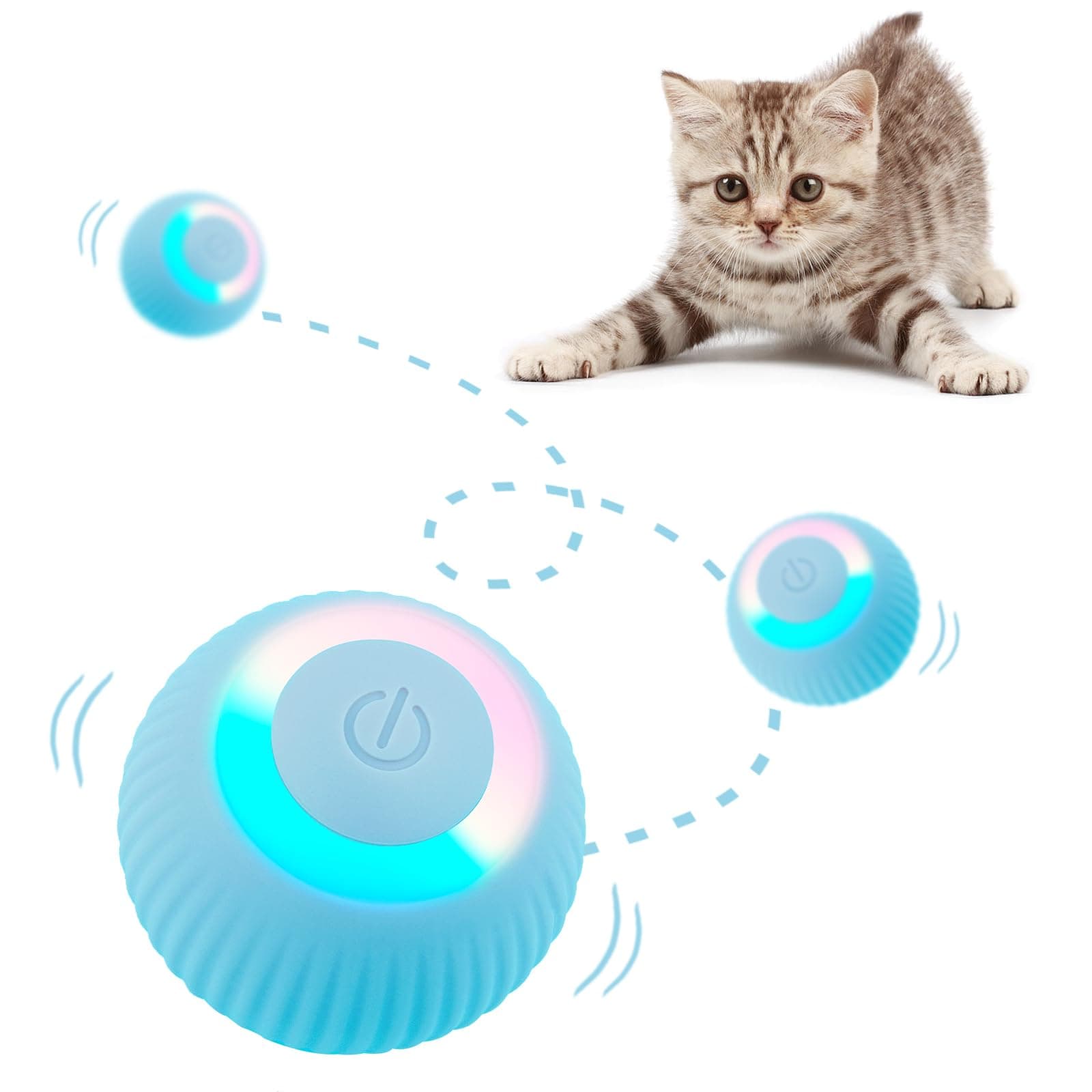 Interactive Cat Toy Ball 2.0 Smart Automatic Rolling Toy Cat Ball Moving Self Indoor Playing Play Pet's with LED Lights Cat Toy Balls