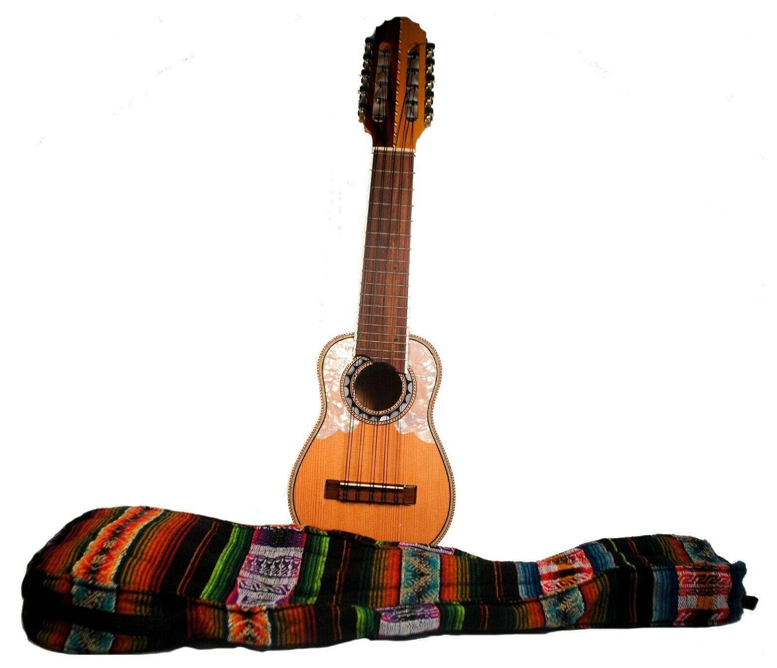 Fair Trade South American 10-stringed Charango inc Traditional Aguayo Padded Case