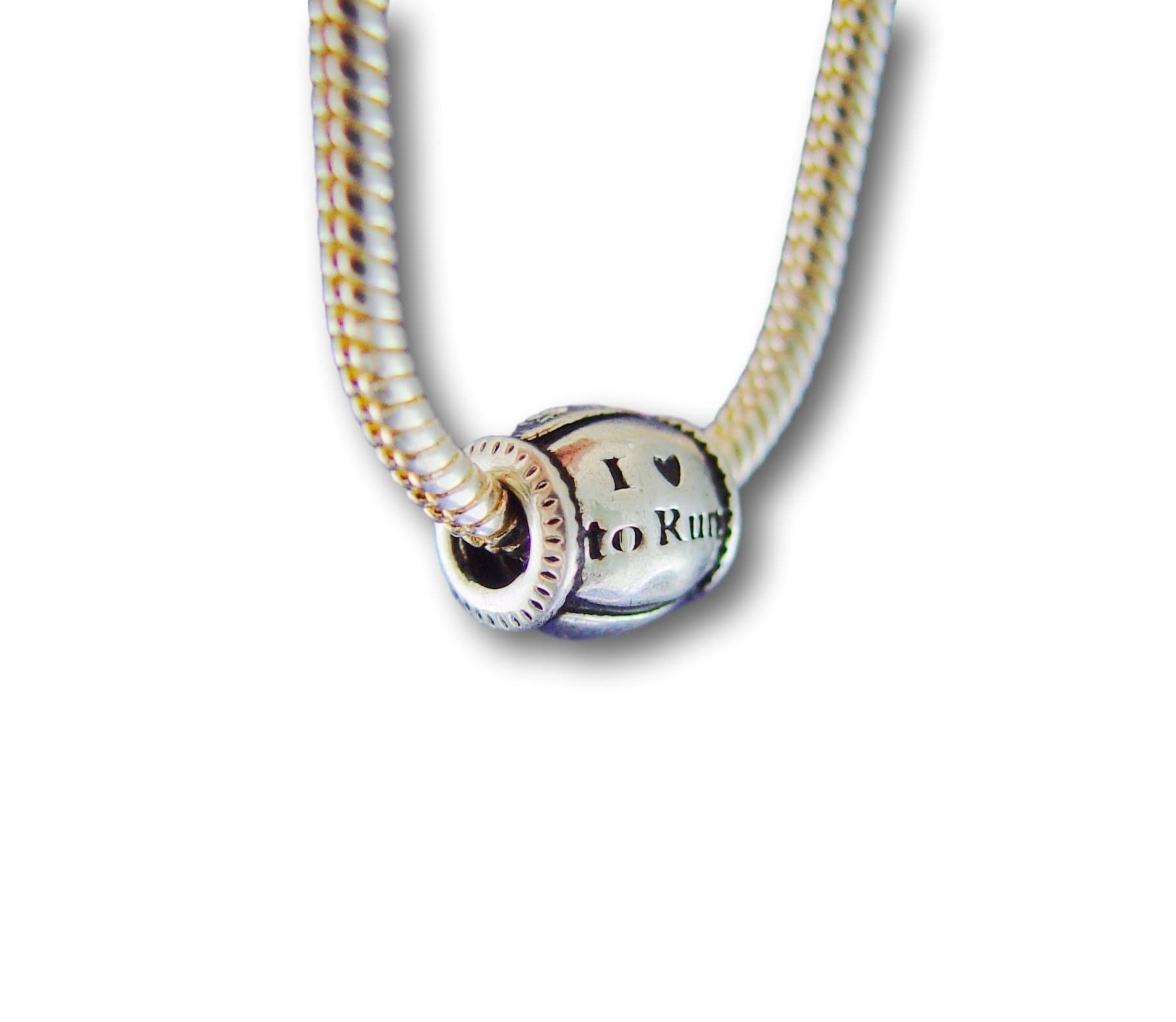 Women's Sterling Silver Plated European Charm Bead I Heart Love to Run Marathon Runner