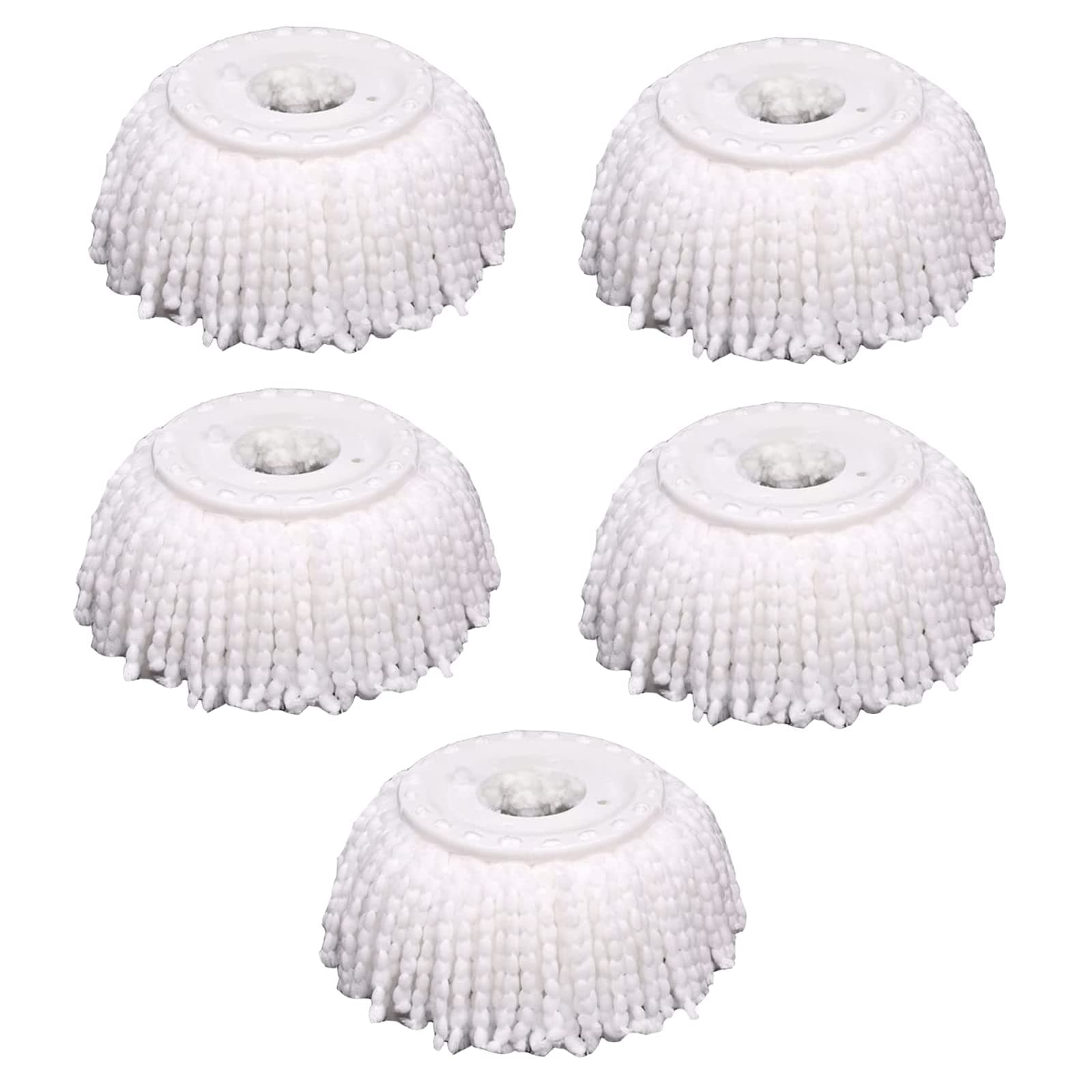 YWSHF 5PCS Microfiber Replacement Mop Head Spin Mop Head Replacement 5-Pack, Microfiber Refill Heads Universal for 360 Spin Magic Mopping, Round Shape Standard Size White