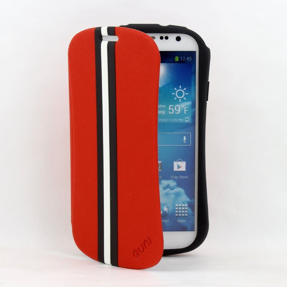 Quni Guard on Bumper Filp Case Cover for Samsung Galaxy S4 IV i9500 (Red)