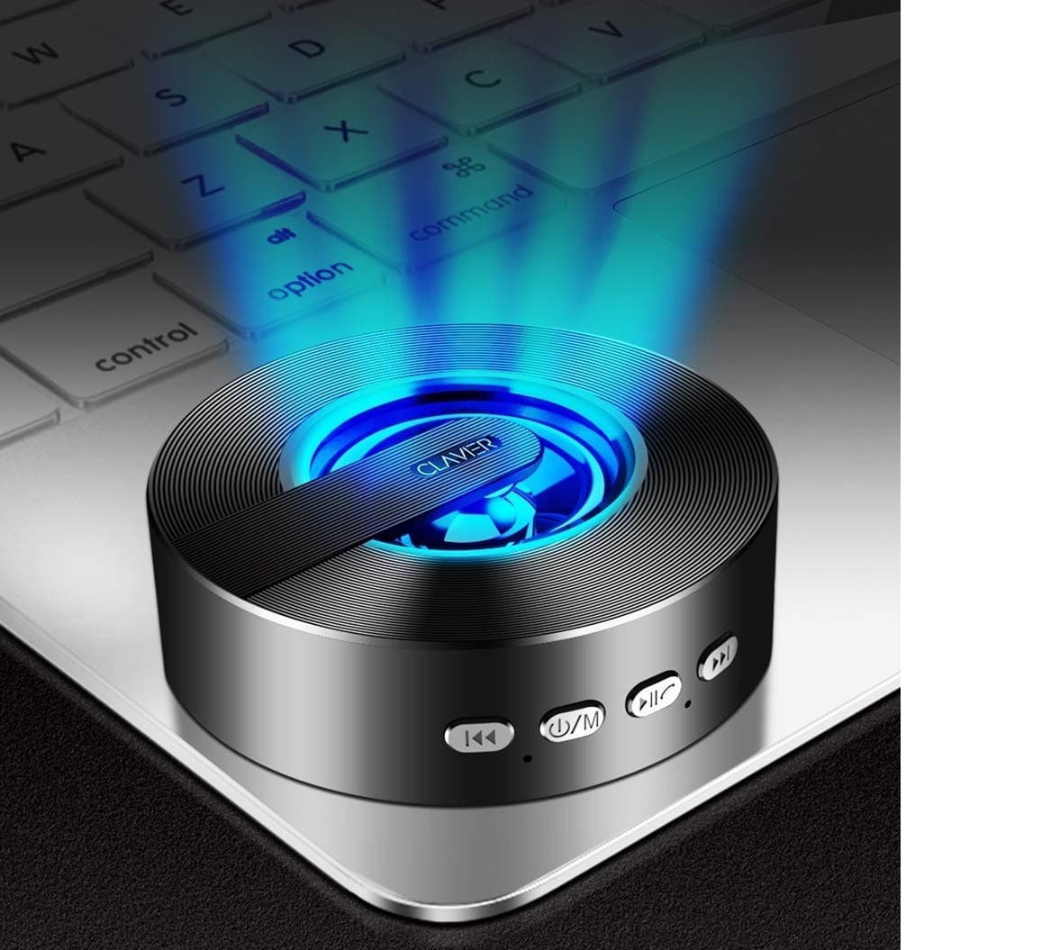 CLAVIER Pluto Portable Bluetooth Speaker, Bluetooth 5.0 Wireless Speakers with HD Sound and Rich Bass, LED Flashing Light, Built-in Mic for iPhone & Android,