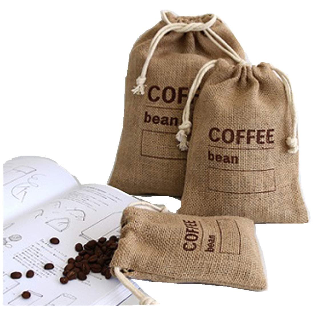 Cereal Jute Woven Bundles Coffee Bean Bags Kitchen Small Parts Pea Bags Sacks Date Display Natural Jute Bags Drawstring Reusable (30x20cm)