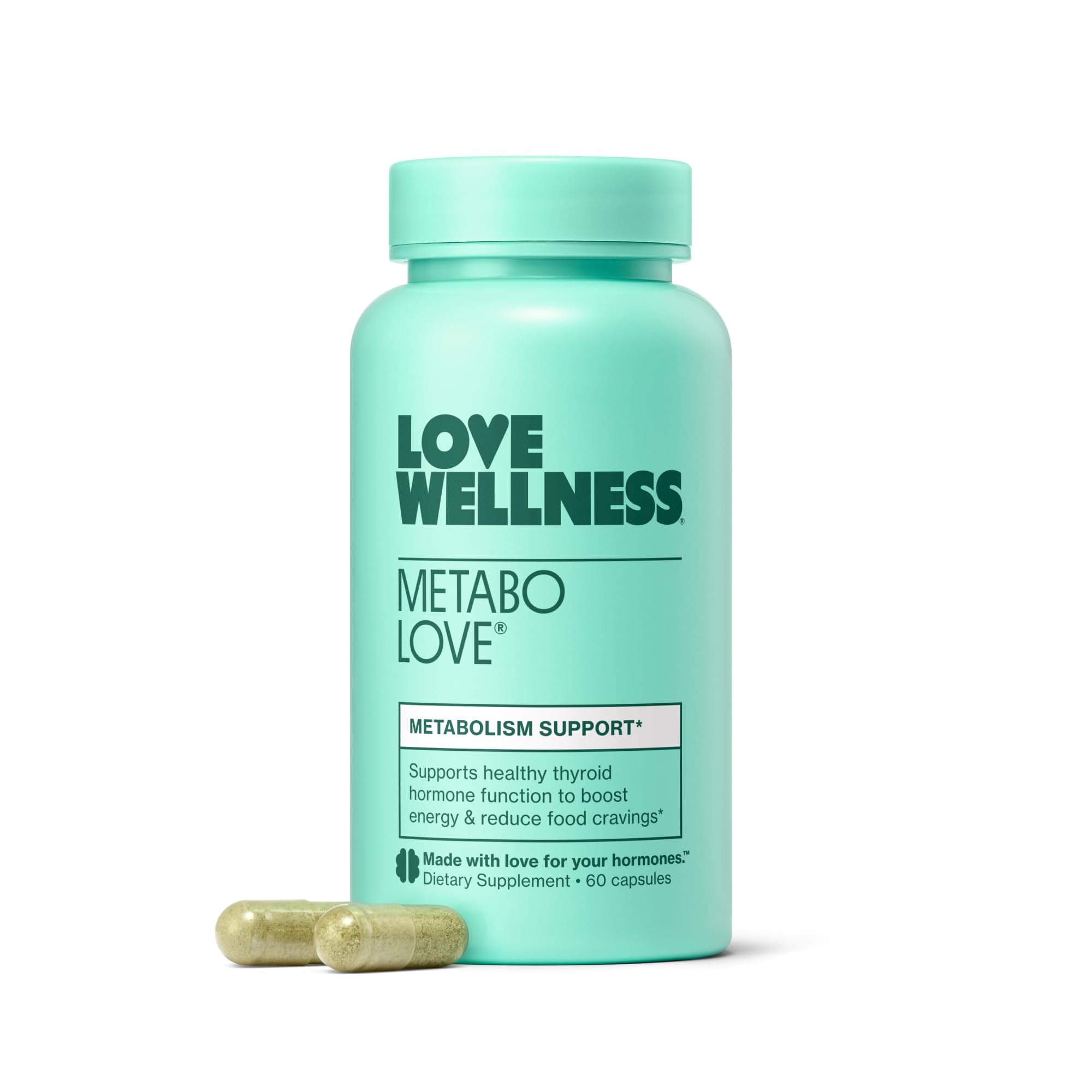 Love Wellness Metabolove | Metabolism Booster for Women Supplement | Combat Cravings & Boost Energy Supplement | Cortisol & Thyroid Support for Women | Stimulant Free, Vegan & Gluten-Free | 60 Count