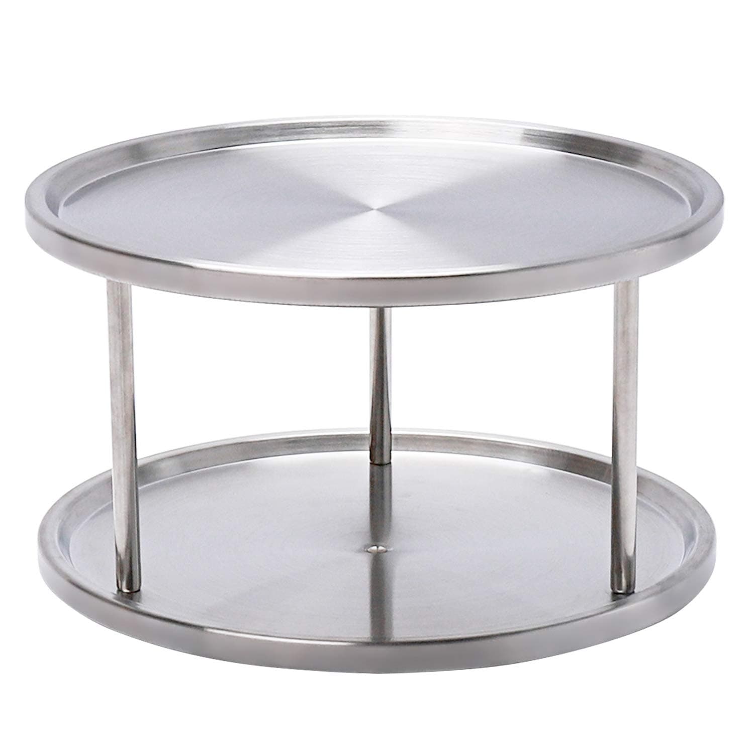 2 Tier Lazy Susan Turntable Organizer,Stainless Steel 360 Degree Turntable Pantry Cabinet Turning Table Spice Rack Organizer Tray for Kitchen Bathroom Bedroom Parlor