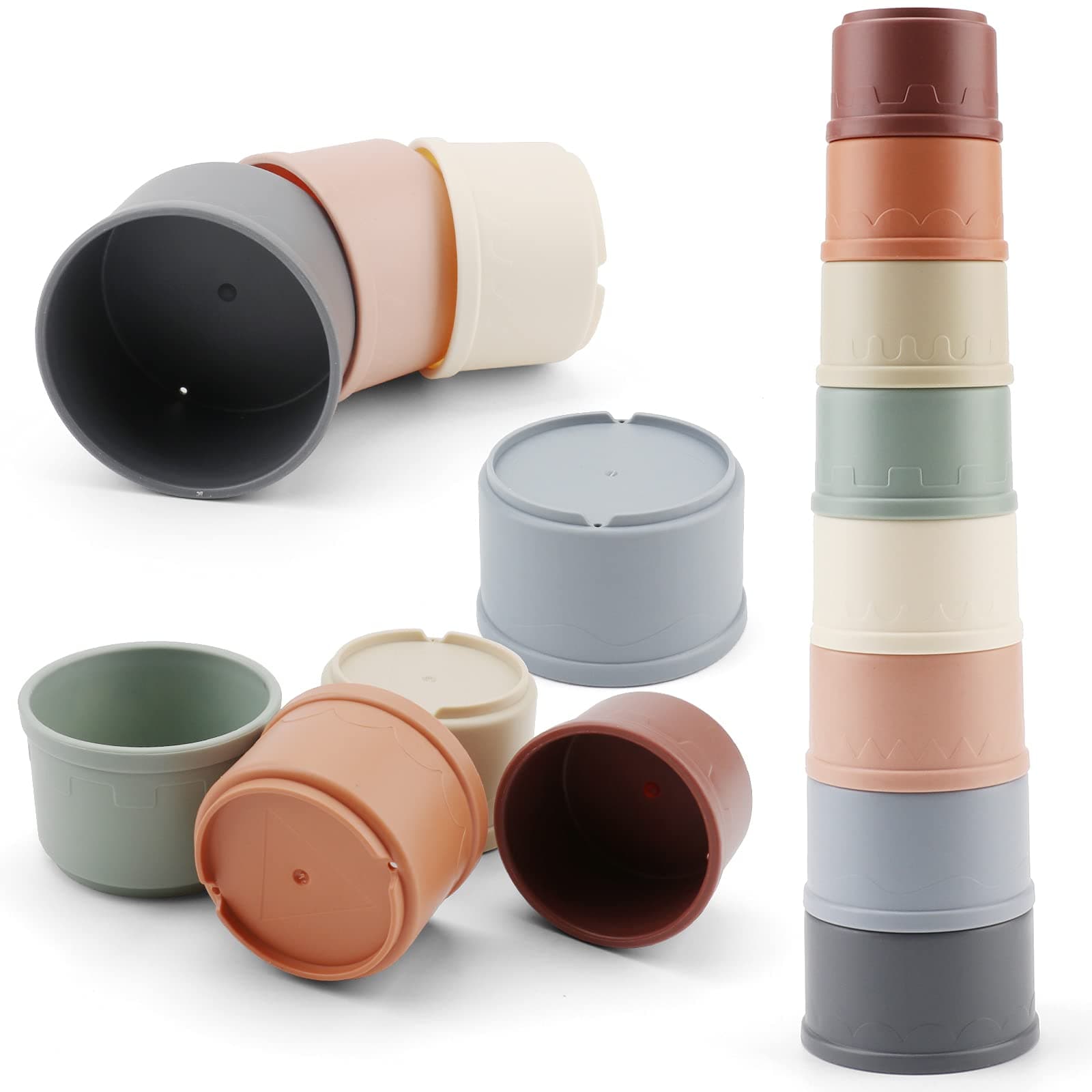 Stacking Cups for Toddlers 8 Pcs, Baby Stacking Toy for 6 Months and Up, Nesting Cups for Boys & Girls 1 2 3 Years Old