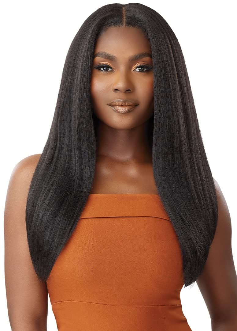 Outre - 5X5 Lace Closure Wig - Human Hair Blend - Kinky Straight 24" (DR4/GOLDEN HONEY BLONDE)