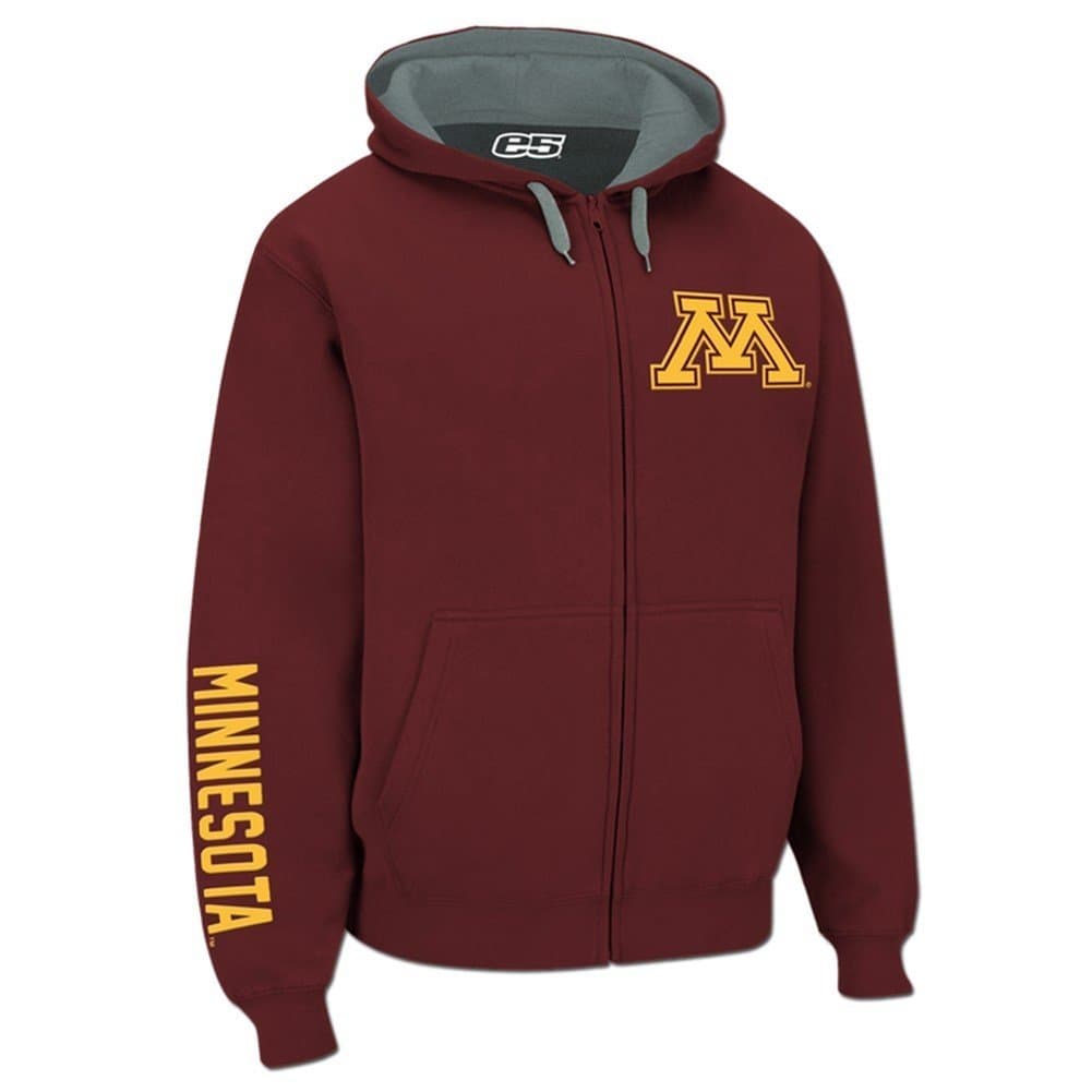 Men's Full Zippered Maroon Minnesota Gophers Hooded Sweatshirt