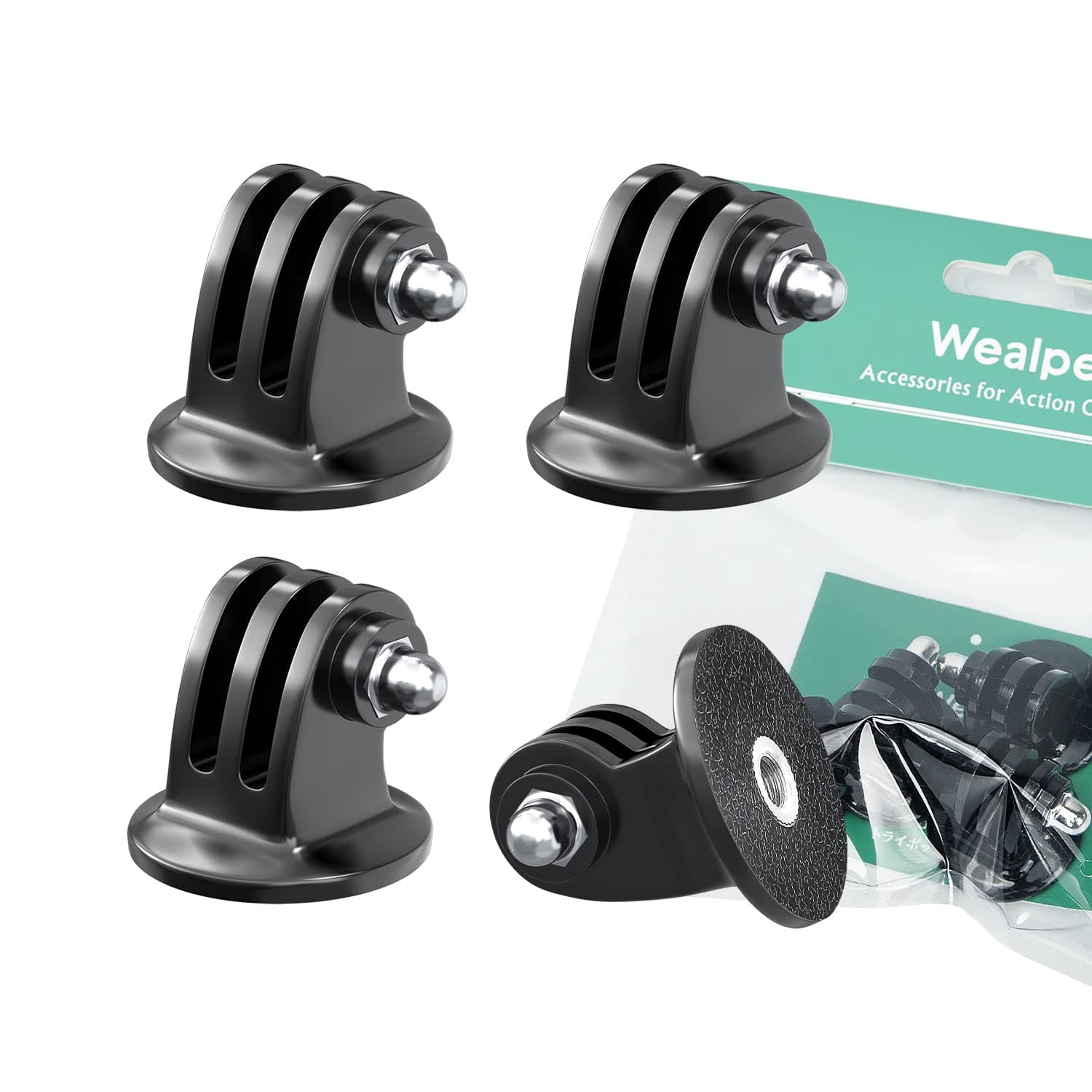 Tripod Mount Adapter Compatible with GoPro Hero 11, 10, 9, 8, 7, Max, Fusion, Hero (2018), 6, 5, 4, Session, 3+, 3, 2, 1, DJI Osmo Action Cameras (4 Packs)