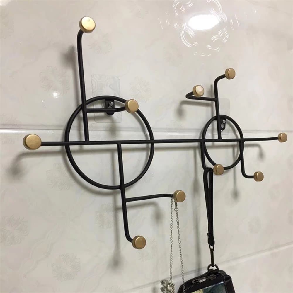 MAIKA HOME Iron clothes hook, wall mount, bag/key hooks, drying racks(style:B;Color:#1)