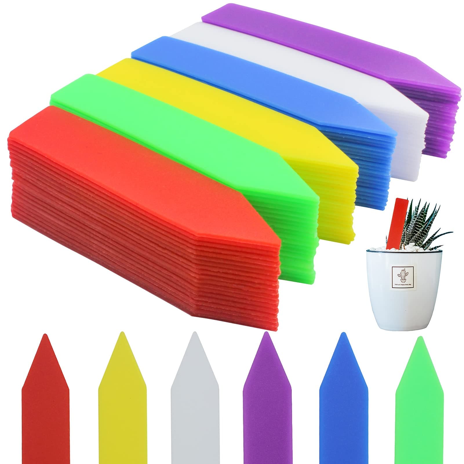 Mziart 120Pcs 4 Inches Plastic Plant Tags Waterproof Nursery Garden Plant Labels Stakes Pot Markers, Multicolor