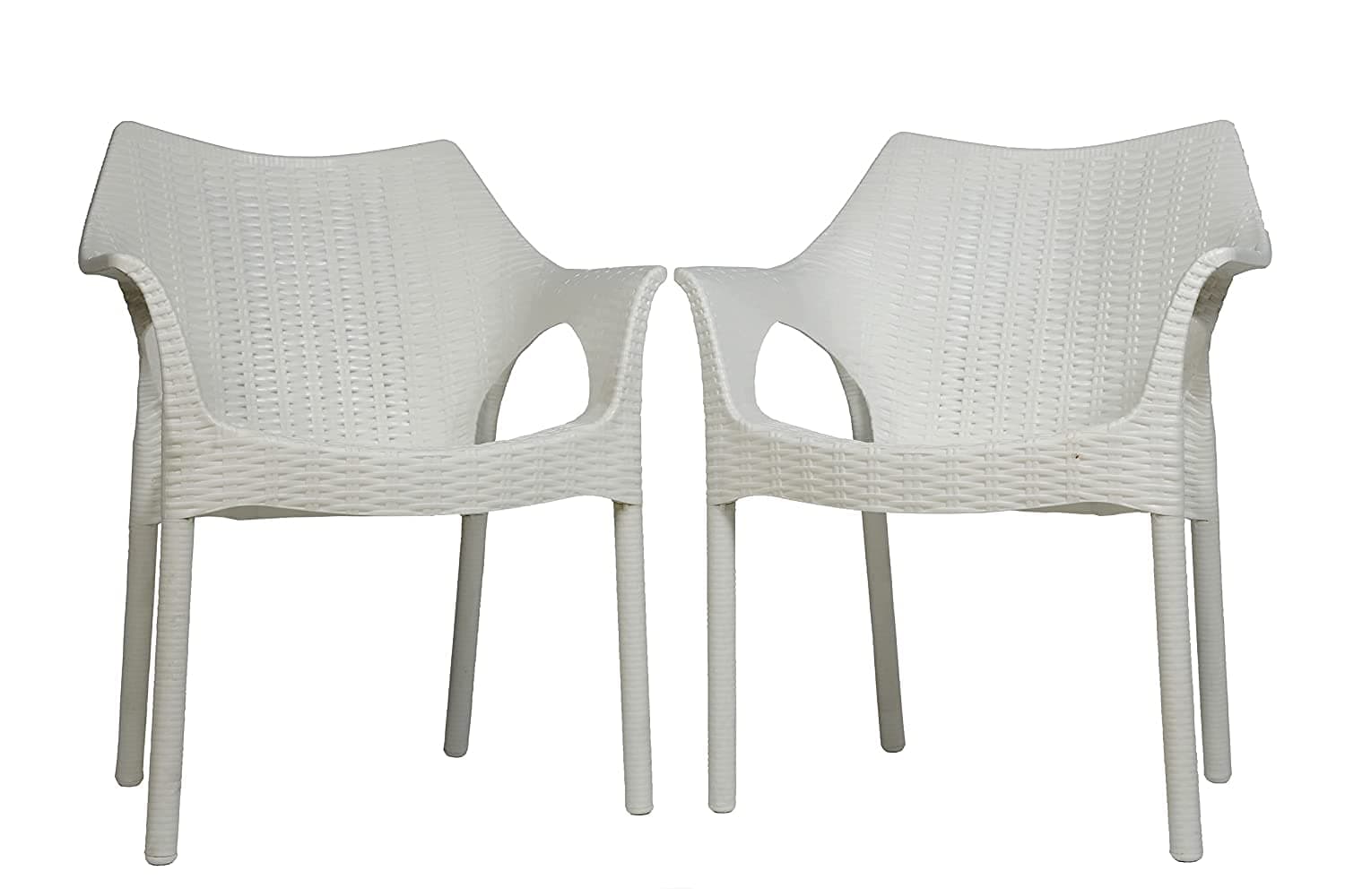SkyGlamour Supreme Cambridge Heavy Plastic Chair | Plastic Arm Chair for Home | Office | Indoor/Outdoor Use | Set of 2 Chair White (Color: White; Qnt: 2 Pc.)