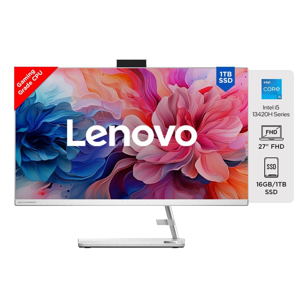 Lenovo IdeaCentre AIO 3 Intel i5-13420H 27" FHD IPS 3-Side Edgeless All-in-One Desktop (16GB/1TB SSD/Win11/MS Office 2021/5.0 MP +IR Camera/3Wx2 Speaker/Alexa/Wireless Keyboard & Mouse), F0GJ00XBIN