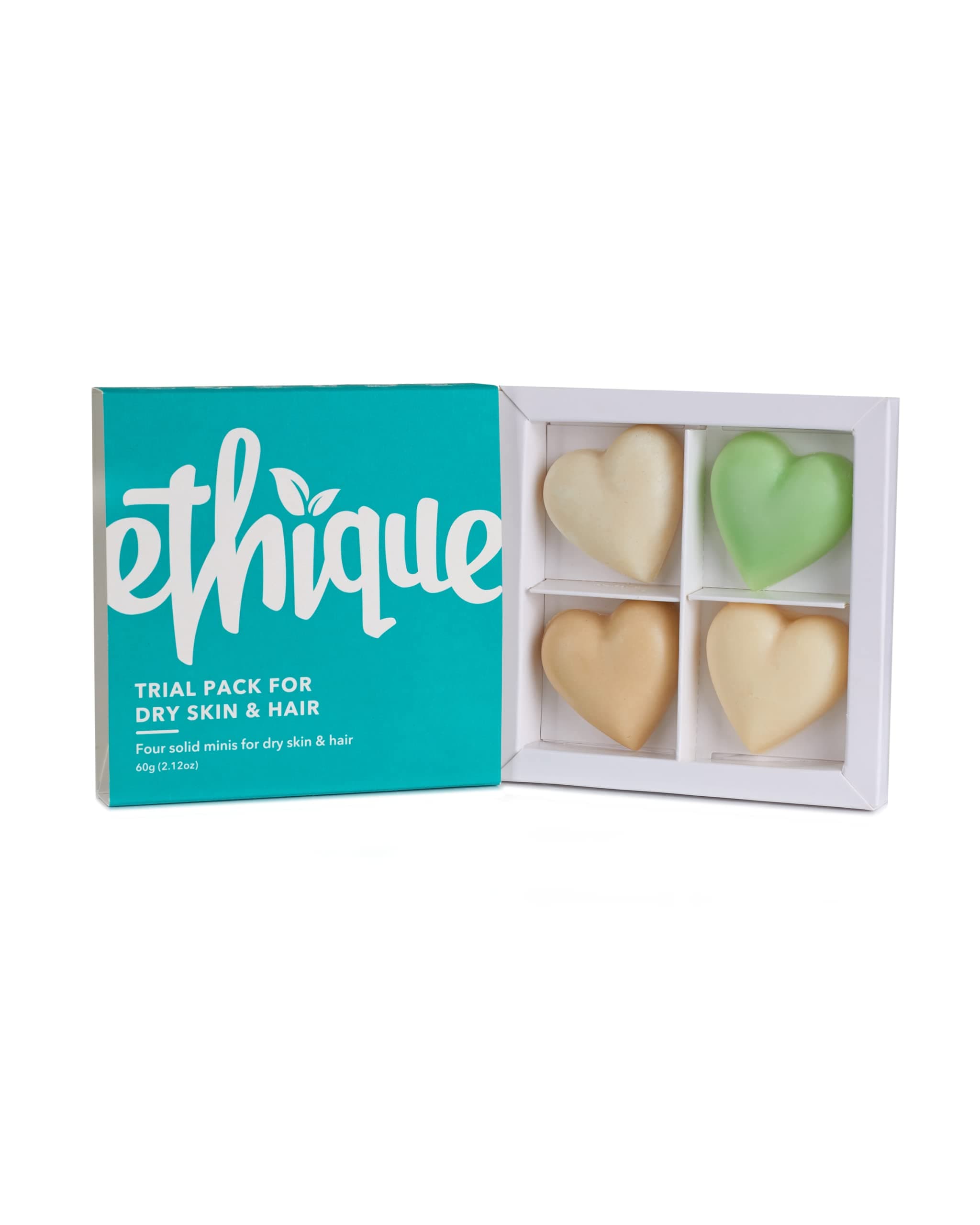 Ethique Eco-Friendly Trial Pack for Dry Skin and Hair, 4 Piece Variety Pack Beauty Bar Set - Natural Sustainable Beauty Kit, Plastic Free, Vegan, Plant Based, 100% Compostable and Zero Waste, 4 bars