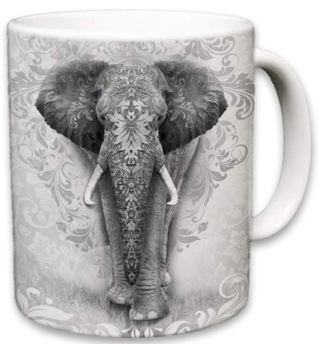 Elephant Mug, Cute Animal Ceramic Travel Mugs, Coffee Lovers Cup, Elephants Design, Great Novelty Gifts, Decorative Home Kitchen Drinkwear, Multi Color 11 Fl Oz