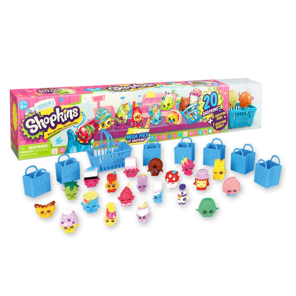 Shopkins Season 1 Mega Pack Bundle of 20 Shopkins, 6 Shopping Bags, 1 Shopping Basket and 1 Collectors Guide