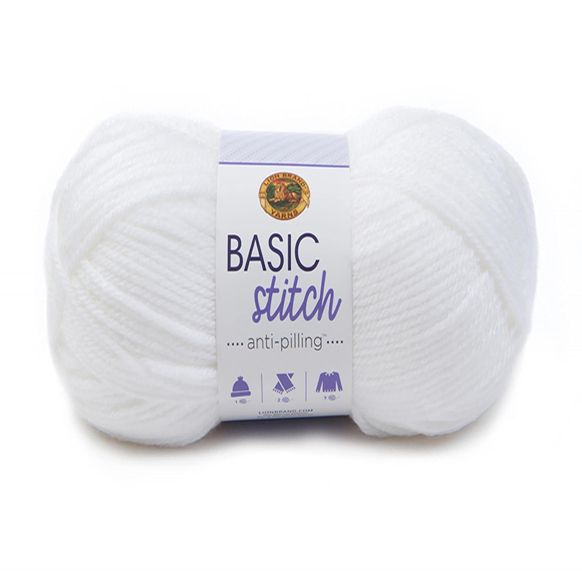 Basic Stitch Anti-Pilling Yarn for Crocheting, Knitting, and Crafts, White, 1 Pack