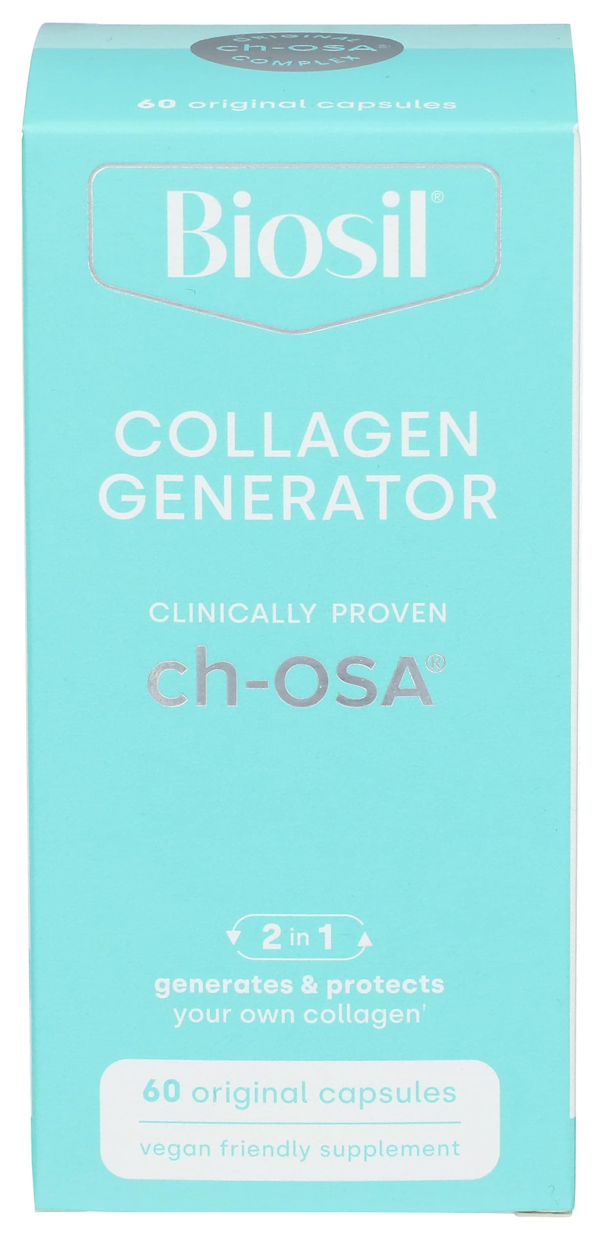 BioSil by Natural Factors, Hair, Skin, Nails, Supports Healthy Growth and Strength, Vegan Collagen, Elastin and Keratin Generator, 60 Capsules