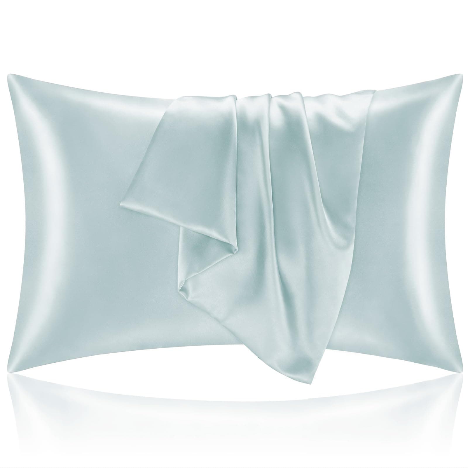 BEDELITE Satin Pillowcase for Hair and Skin, Super Soft and Cooling Similar to Silk Pillow Cases 2 Pack with Envelope Closure, Gift for Women Men(20"x30" Queen Size, Stone Blue)