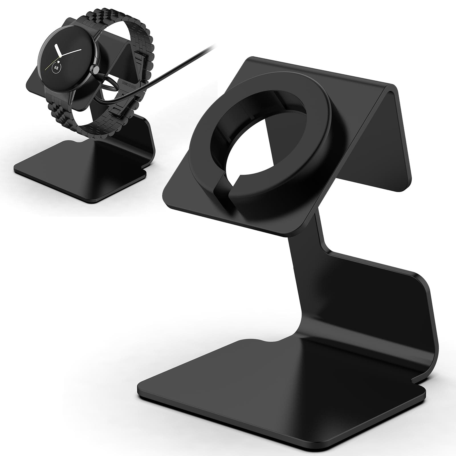 NINKI Charging Stand Compatible for Google Pixel Watch 3 / Pixel Watch 2 Charger Stand Aluminum,Metal Dock for Fitbit Ace LTE Charger Pixel Watch 3 Charger for Google Pixel Watch 3 Accessories - Black