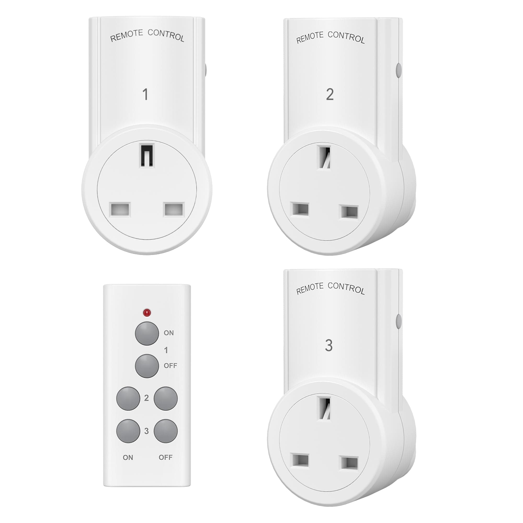 HBN Remote Control Plug Socket,13A/3120W Wireless Light Switch 30M/100ft Operating Range for Household Appliances,3 Pack Sockets and 1 Remote