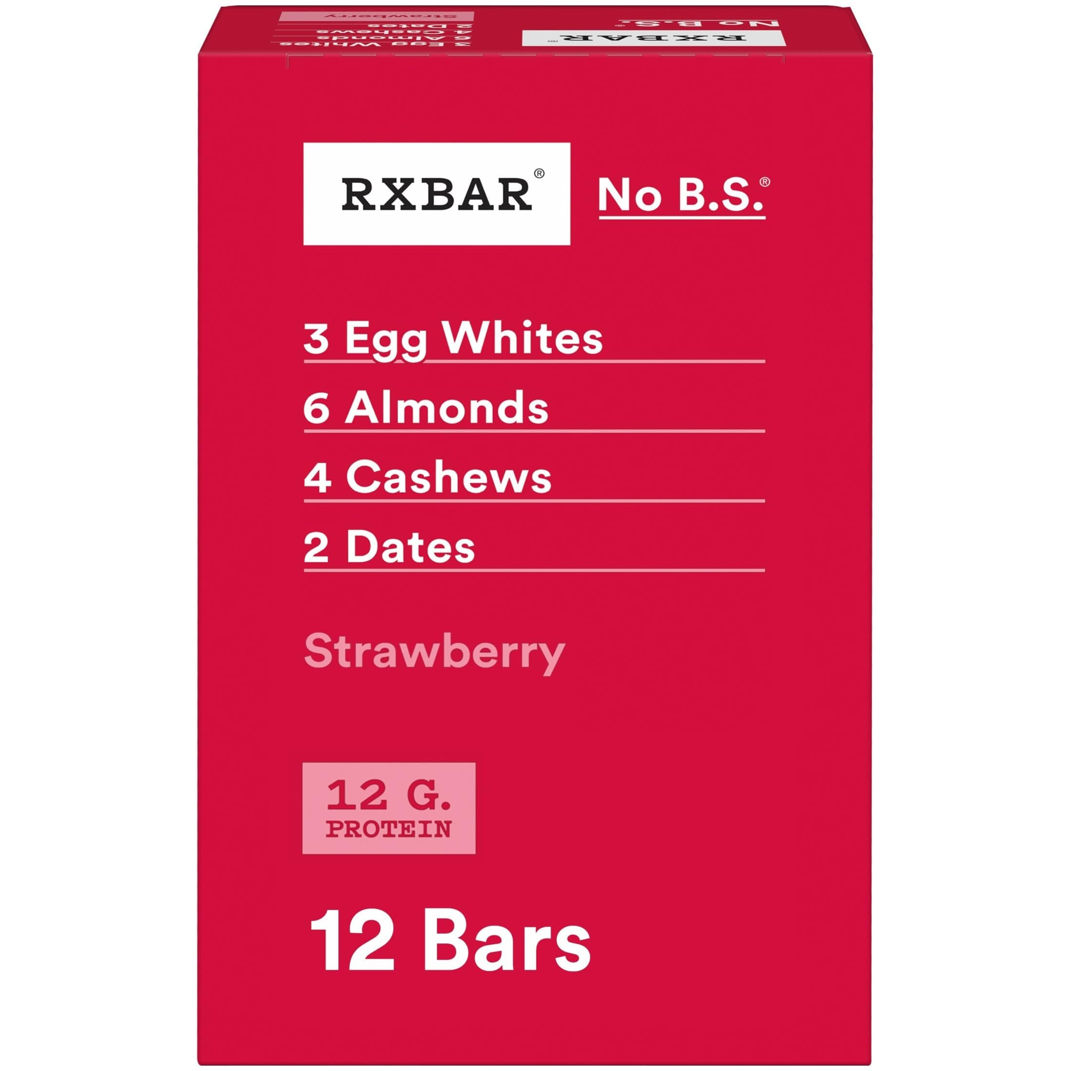 Protein Bars, 12g Protein, Gluten Free Snacks, Strawberry, 22oz Box (12 Bars)