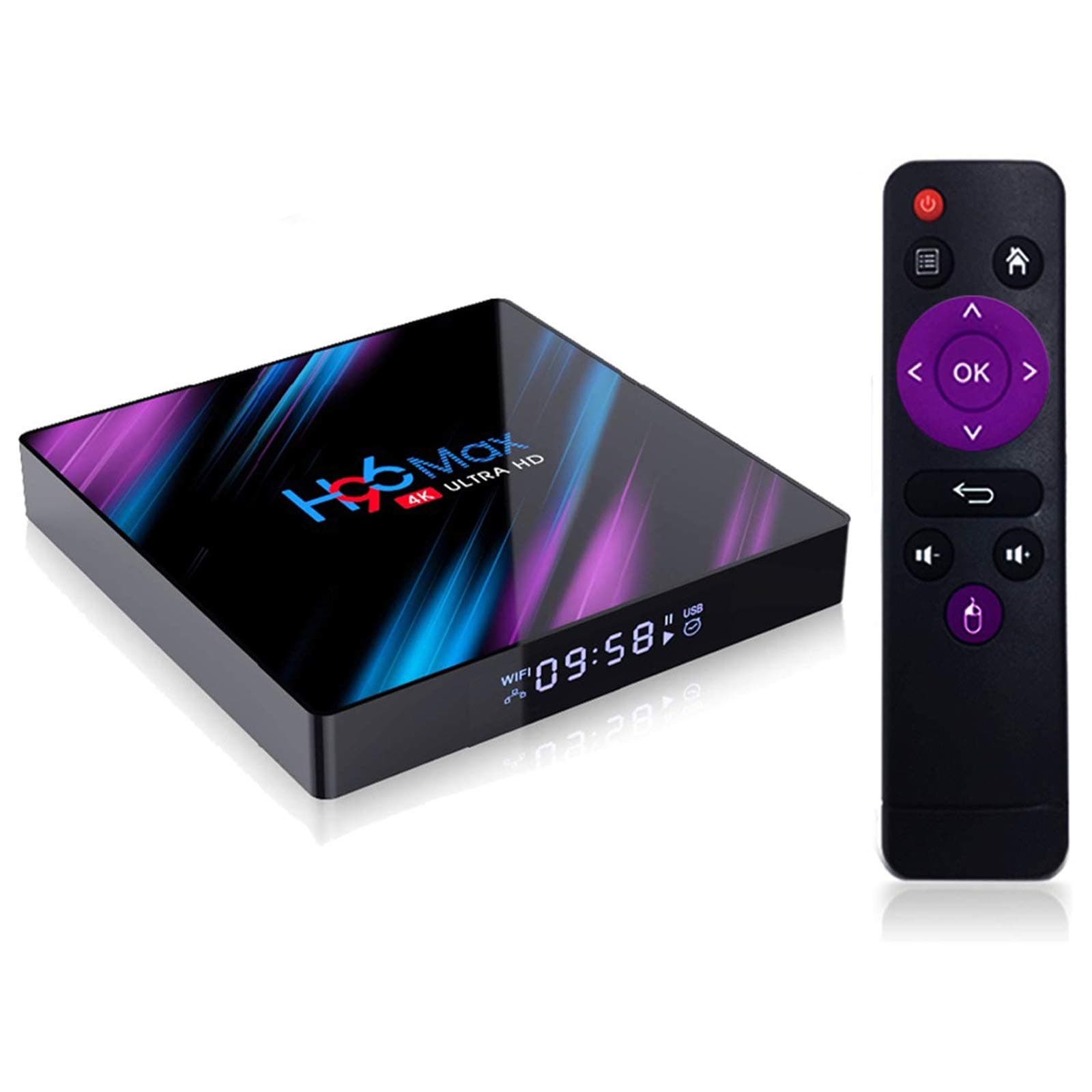 Android 9.0 TV Box, H96 Max Advanced Smart Video Media Player 4GB DDR3 64GB eMMC Quad-Core Suppporting 4K Ultra HD/H.265 / Dual WiFi 2.4G + 5G / HDMI / 3D 100M Ethernet Family Video Play Box