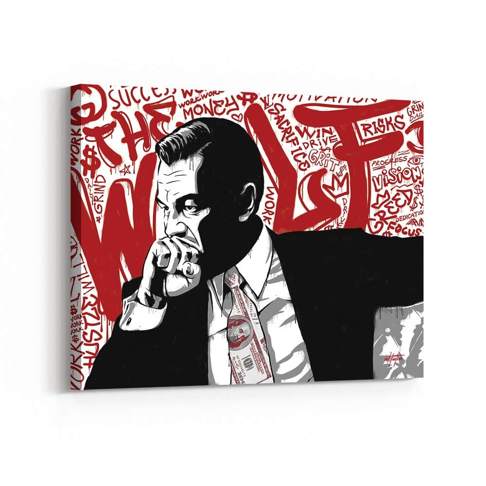 Inktuitive 'Wolf’ Inspirational Wall Art, Wolf of Wall Street Canvas, 40"x30" Motivational Wall Decor, Easy-Hang Wall Art for Living Room