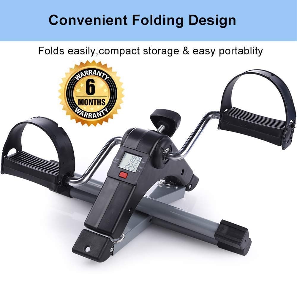 Owme Fitness Cycle - Foot Pedal Exerciser - Foldable Portable Foot, Hand, Arm, Leg Exercise Pedaling Machine - Folding Mini Stationary Bike Pedaler Fitness Gym Equipment for Seniors Digital Home Gym