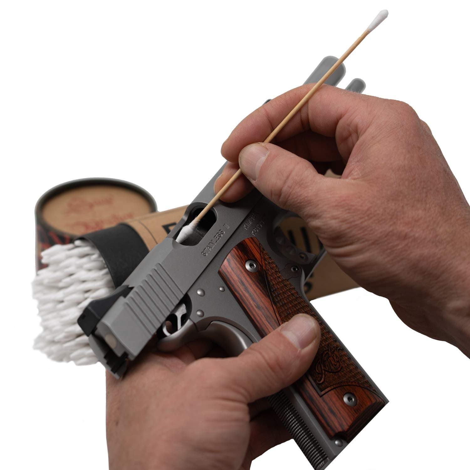 Firearm Cleaning SWABS by Sage & Braker, Made in The USA, 6" Wood and Cotton Gun Cleaning Swabs for Cleaning All The Hard to Reach Areas of Your Firearm.