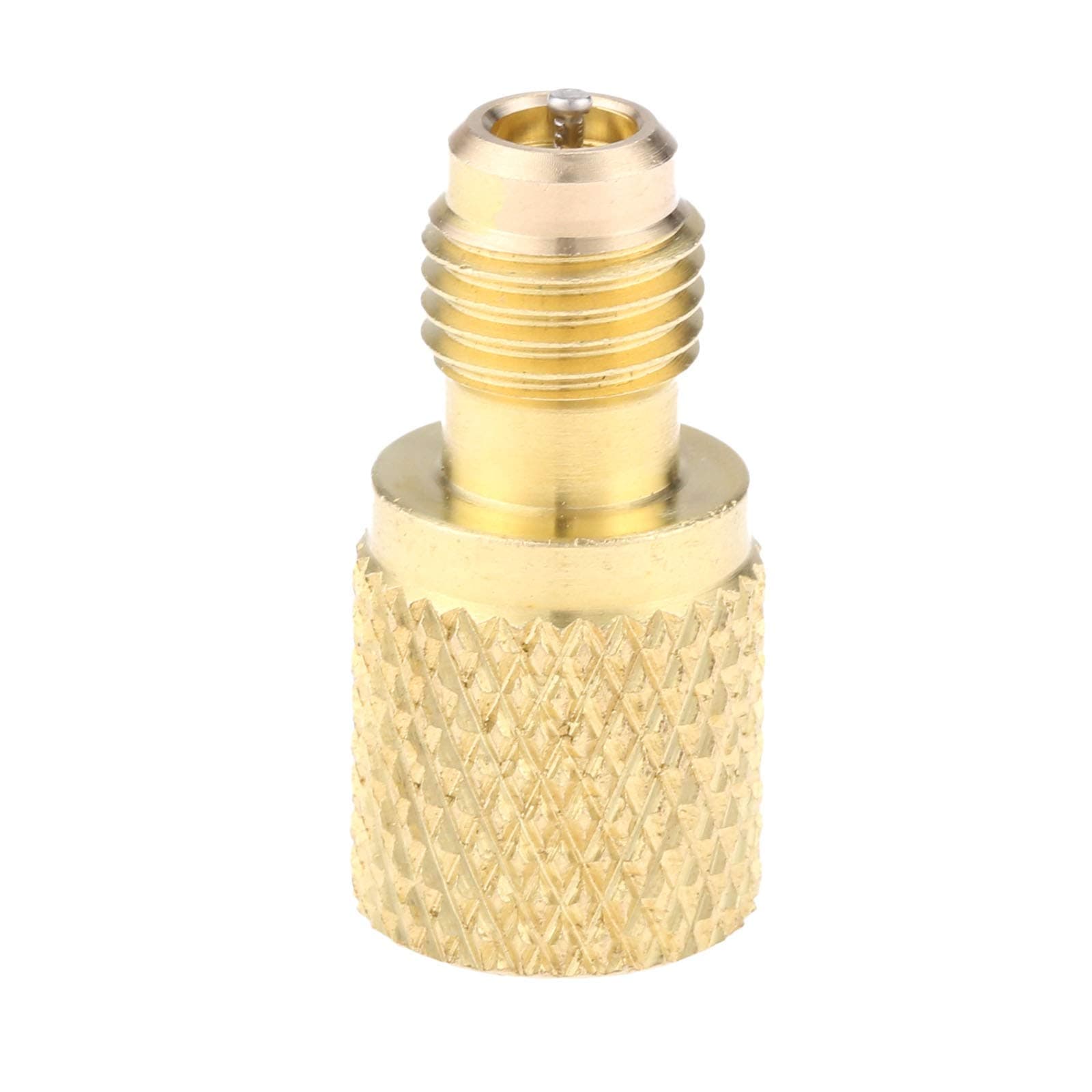 R134A Brass Adapter Fitting, 1/4" SAE Male to 1/2" ACME Female Acme Refrigerant Tank Adapterr with Valve Core, Fits for AC Refrigerant System
