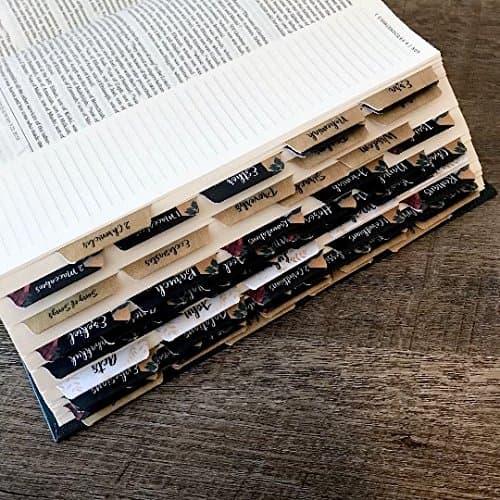 Bible Tabs (Catholic - 73 Tabs), Matte Satin Finish, Jewel Tone, Watercolor Mix, Bible Index Tabs - by Simmer and Sprout