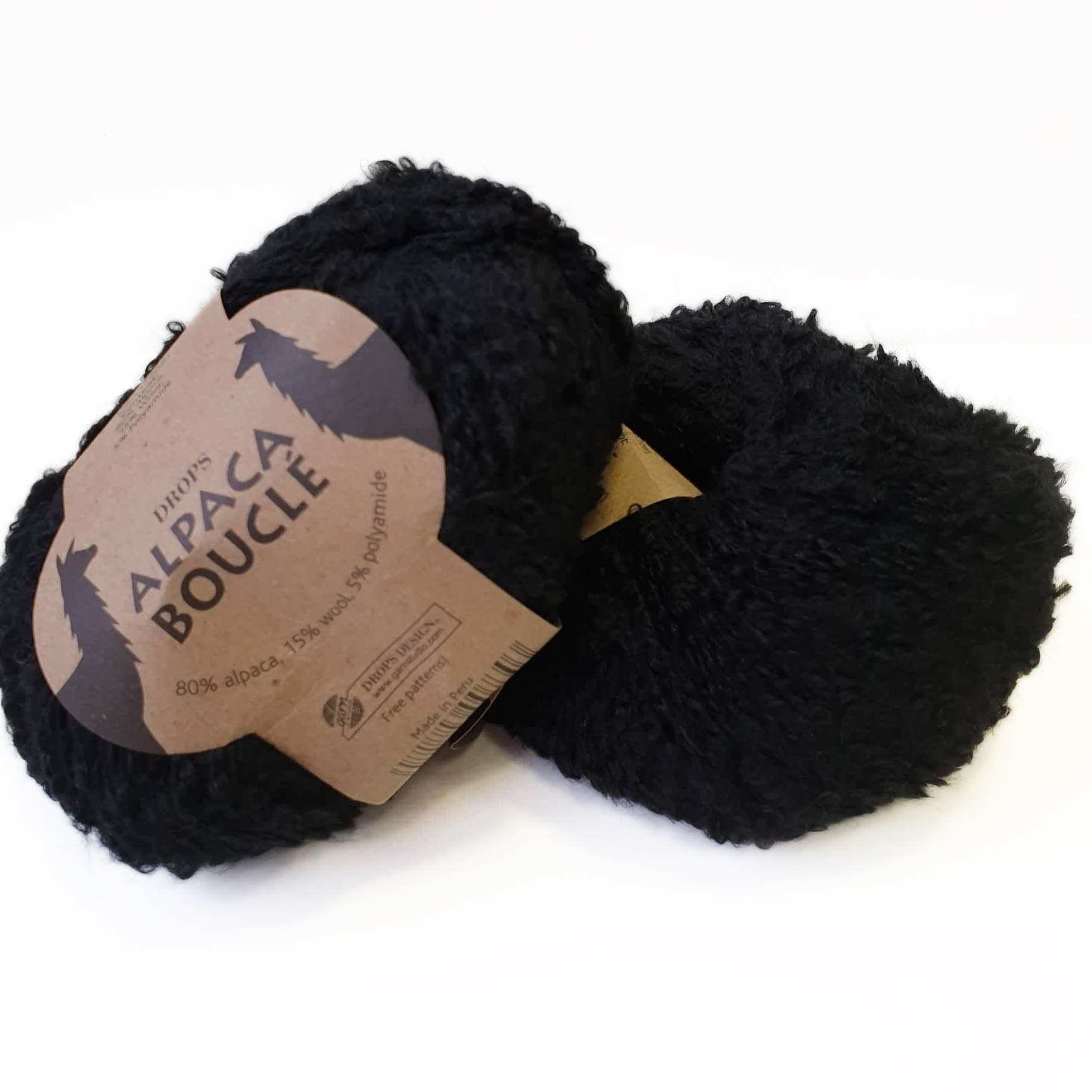 Alpaca Boucle - 8903 black (Drops knitting and crochet yarn - aran weight)