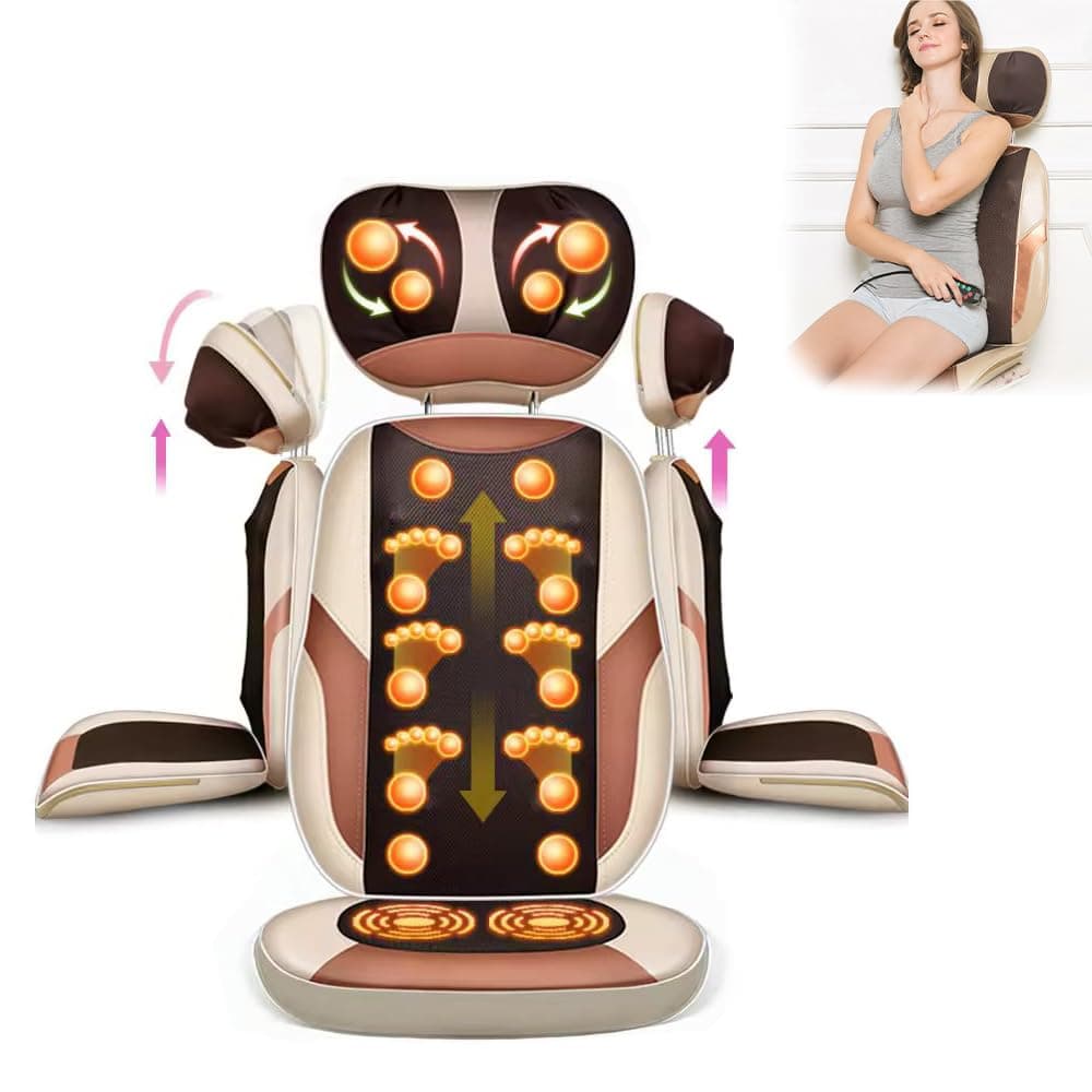 FOVANI Portable Full Body Massage Chair Mat, Automatic Electric Masaj Machine, Car Seat Massager with Neck, Back, Hip Vibration for Bed, Sofa, Recliner - Perfect for Relaxation Magic