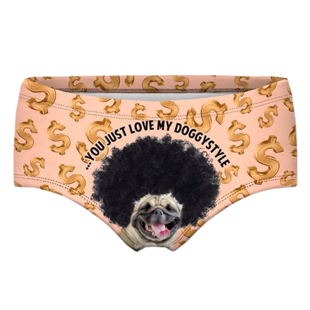 Funny Dog 3D Sexy Panties Women Cute Underwear Panties for Ladies Brown