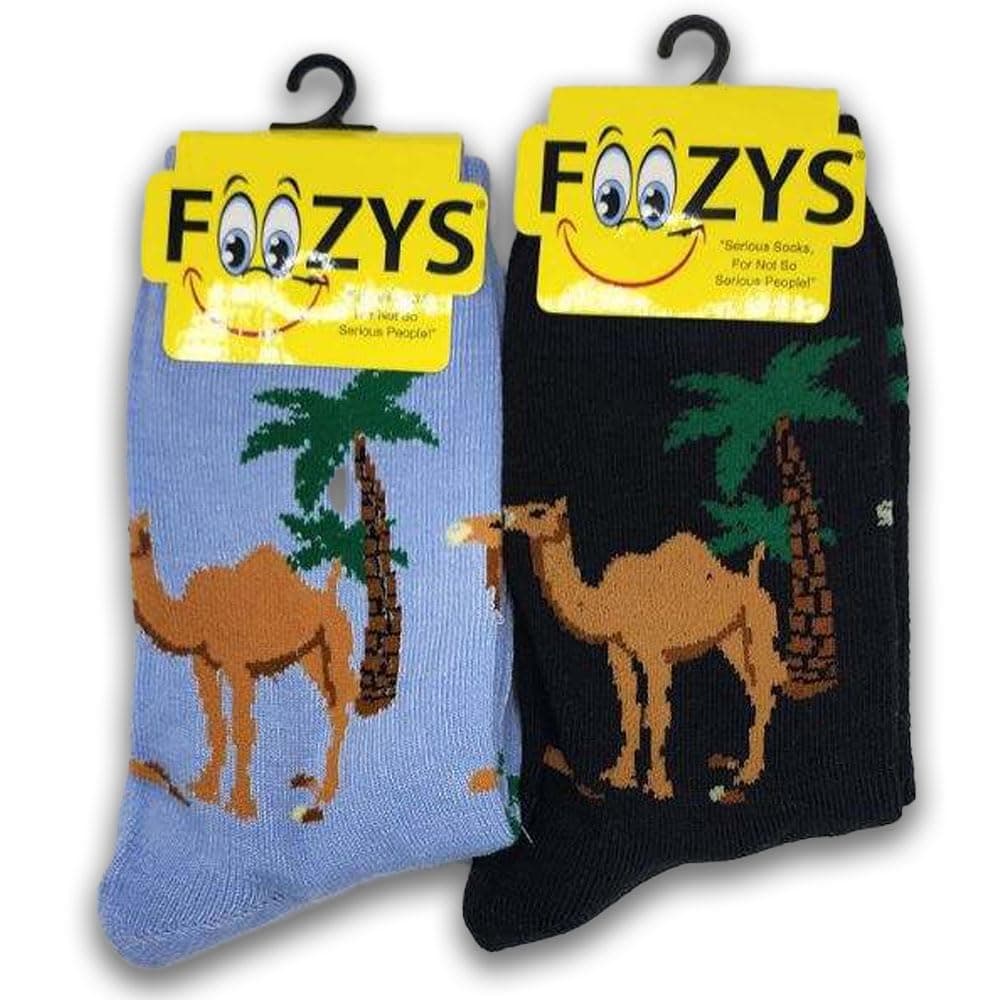 Foozys Women’s Crew Socks | Camels Zoo Animal Novelty Socks | 2 Pair